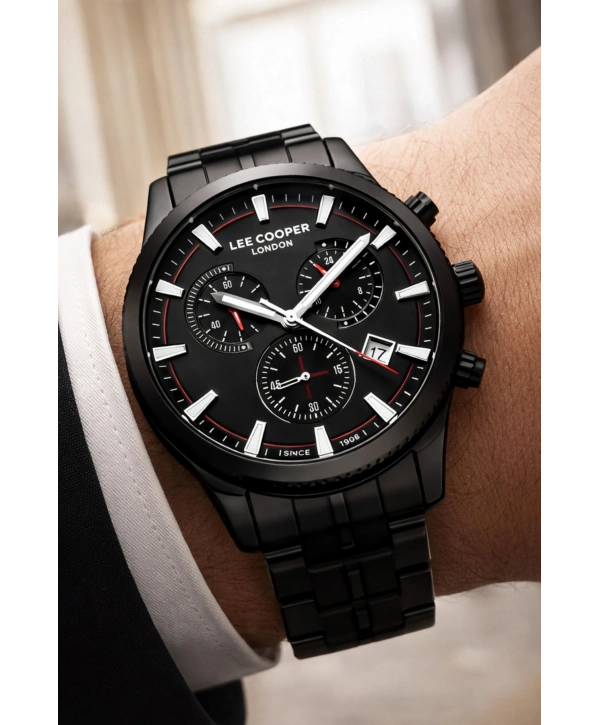 Lee Cooper Siyah Renk Çelik Kordon Erkek Kol Saati 3atm Bileklik Sdlc026