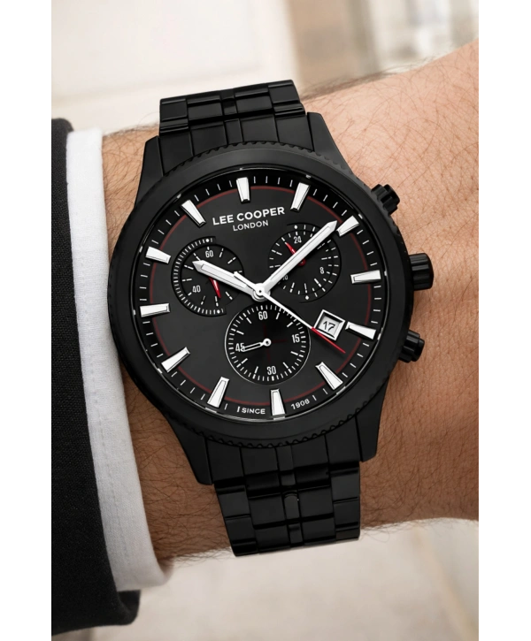 Lee Cooper Siyah Renk Çelik Kordon Erkek Kol Saati 3atm Bileklik Sdlc026