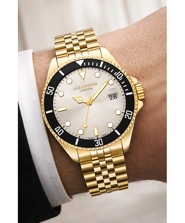 Lee Cooper Gold Renk Çelik Kordon Erkek Kol Saati 3atm Bileklik Sdlc027