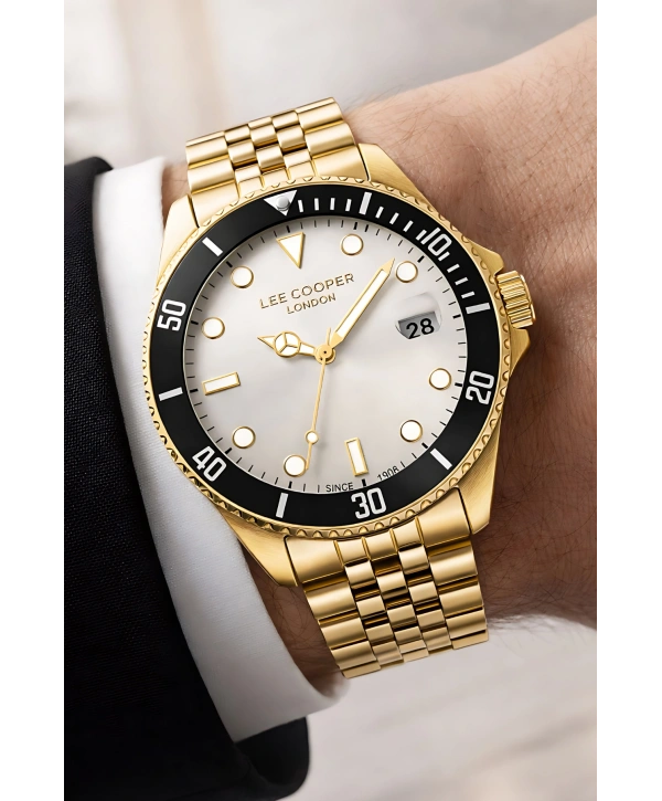 Lee Cooper Gold Renk Çelik Kordon Erkek Kol Saati 3atm Bileklik Sdlc027