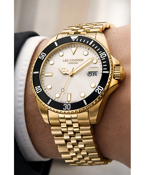 Lee Cooper Gold Renk Çelik Kordon Erkek Kol Saati 3atm Bileklik Sdlc027
