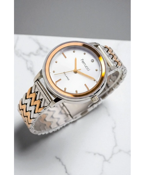 Gümüş&Rose Gold Çelik Kordon & Şık Tasarım, Kadın Kol Saati, 3atm Suya Dayanıklı Sdfer153