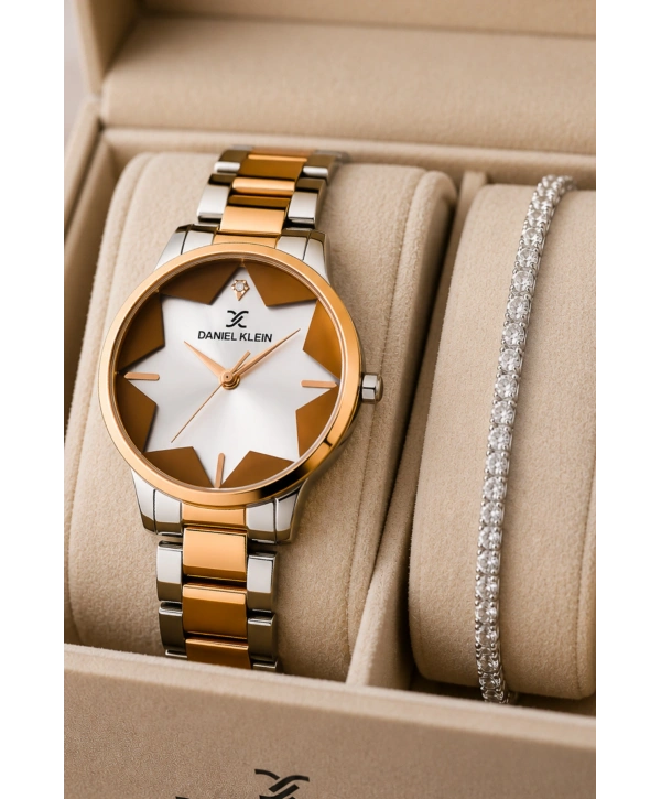 Kadın Kol Saati Rose Gold-gümüş Renk Çelik Kordon&kasa Dke.1.110140-3 Sddk081