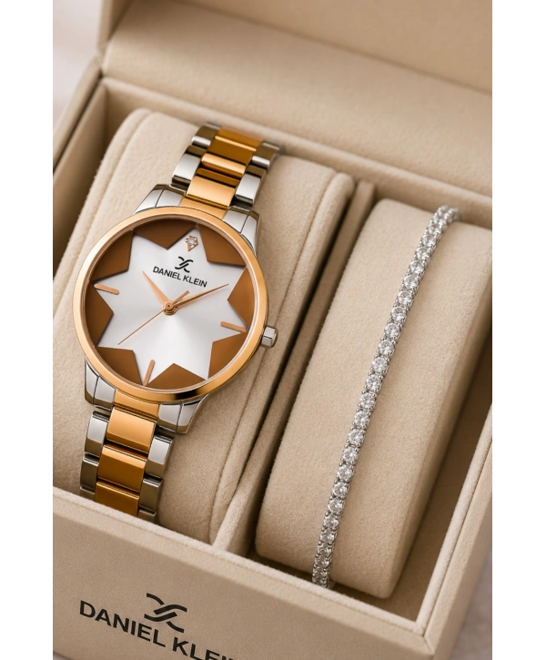 Kadın Kol Saati Rose Gold-gümüş Renk Çelik Kordon&kasa Dke.1.110140-3 Sddk081