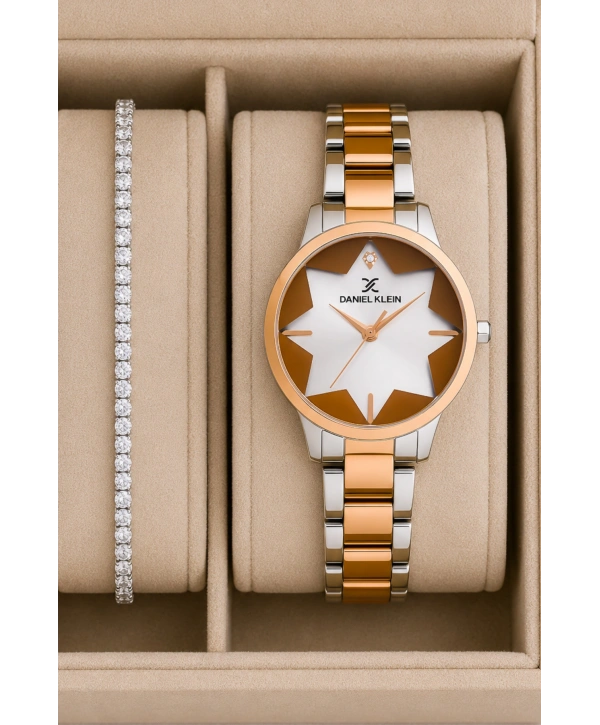 Kadın Kol Saati Rose Gold-gümüş Renk Çelik Kordon&kasa Dke.1.110140-3 Sddk081