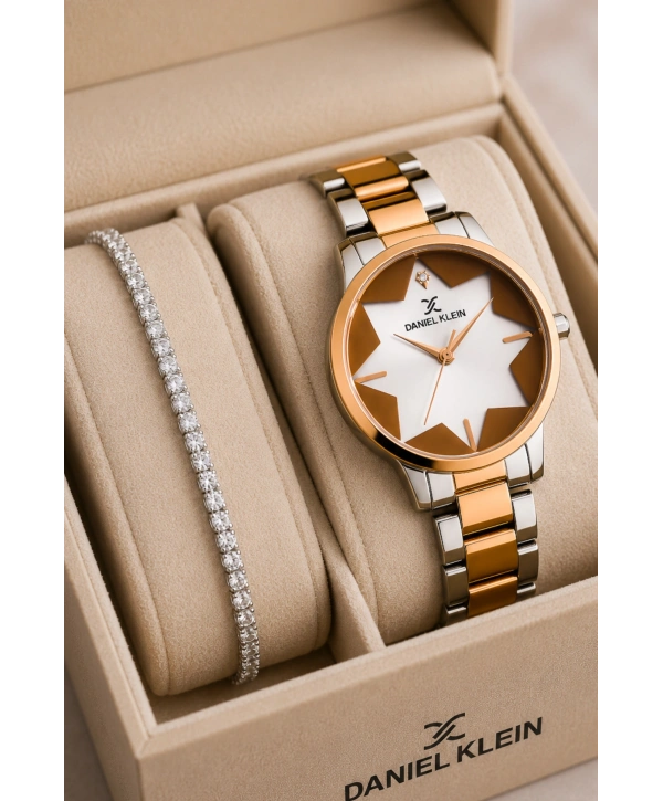 Kadın Kol Saati Rose Gold-gümüş Renk Çelik Kordon&kasa Dke.1.110140-3 Sddk081