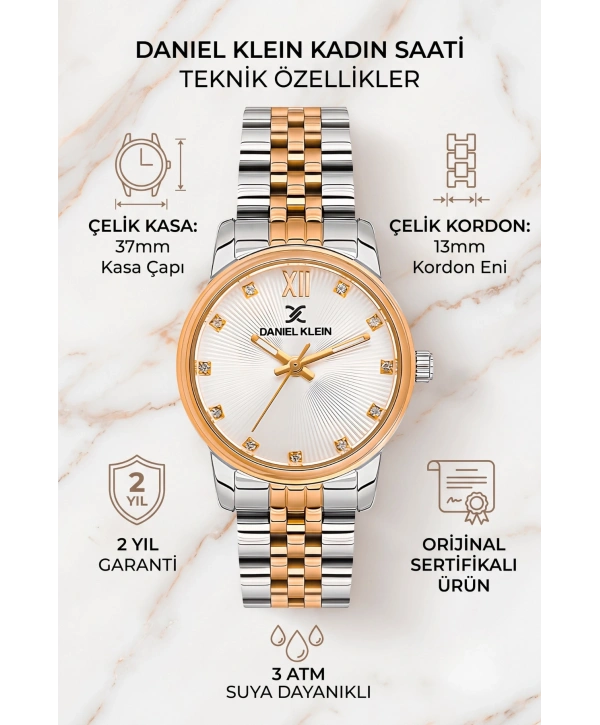 Kadın Kol Saati Rose Gold-gümüş Renk Çelik Kordon&kasa Sddk093