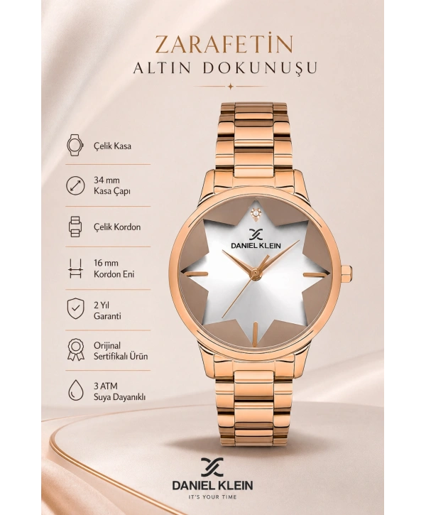 Kadın Kol Saati Rose Gold Renk Çelik Kordon&kasa Dke.1.110140-5 Sddk081