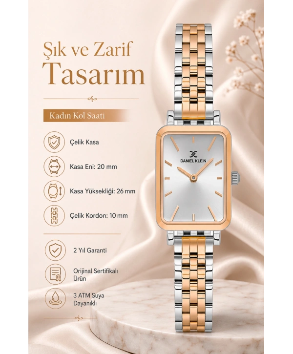 Kadın Kol Saati Rose-gümüş Renk Çelik Kordon&kasa Sddk090