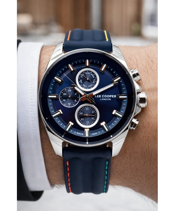 Lee Cooper Lacivert Renk Silikon Kordon Takvimli Erkek Kol Saati 3atm Bileklik Sdlc022