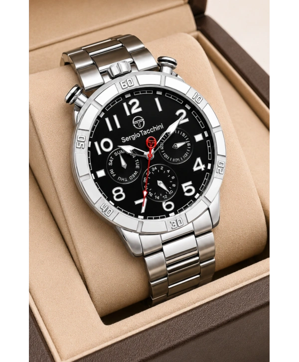 Premium Lüx Çelik Kordon Erkek Kol Saati Gümüş-siyah Stsd009