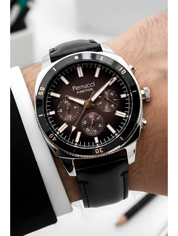 Function Erkek Kol Saati Çelik Kordon Bileklik Hediyeli Gümüş-Siyah sdfer029