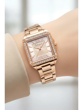 Ferrucci Kadın Kol Saati Çelik Kordon 3 Atm Suya Dayanıklı Bileklik Hediyeli Rose Sdfer046