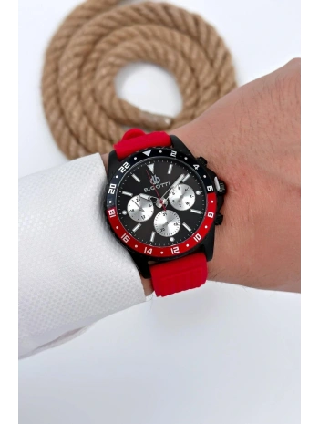 Erkek Kol Saati Tüm Fonksiyonlar Aktif Kırmızı Silikon Kordon Sdb009