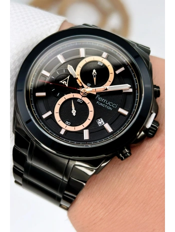 Function Erkek Kol Saati Çelik Kordon Siyah Bileklik Hediyeli 3atm Sdfer059