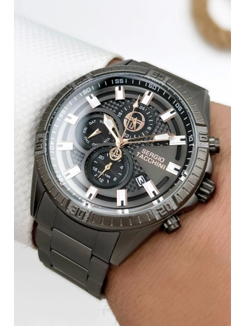 Sergio Tacchini Premium Lüx Çelik Kordon Erkek Kol Saati Füme stsd005