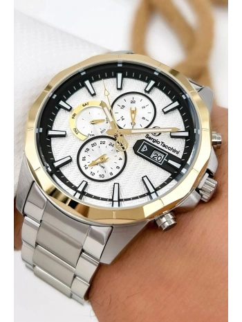Sergio Tacchini Premium Lüx Çelik Kordon Erkek Kol Saati Gümüş-gold Stsd012