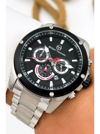 Sergio Tacchini Premium Lüx Çelik Kordon Erkek Kol Saati Gümüş-siyah Stsd010