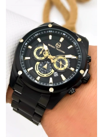 Sergio Tacchini Premium Lüx Çelik Kordon Erkek Kol Saati Siyah Stsd010