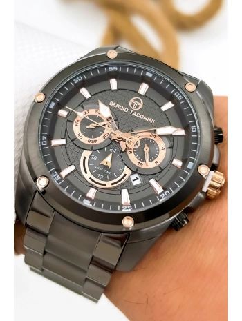 Sergio Tacchini Premium Lüx Çelik Kordon Erkek Kol Saati Füme stsd010