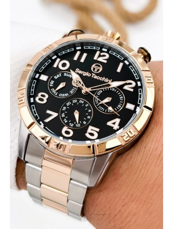 Sergio Tacchini Premium Lüx Çelik Kordon Erkek Kol Saati Gümüş-rose Stsd009