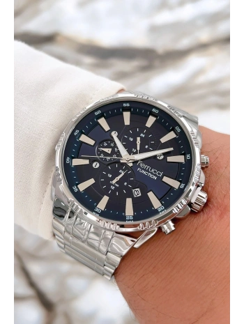 Gümüş-mavi Yeni Sezon Çelik Kordon Function Erkek Kol Saati Sdfer072