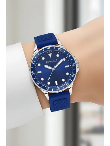 Ferrucci Lacivert Silikon Kordon Gümüş Çelik Kasa Kadın Kol Saati Fc 03282s.02 Bileklik Sdfer096
