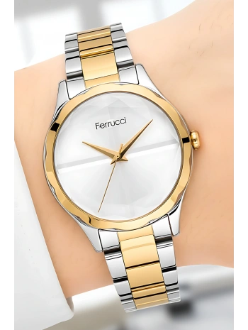 Ferrucci Gümüş-gold Çelik Kordon Çelik Kasa Kadın Kol Saati Fc 13066m.04 Zmfer097