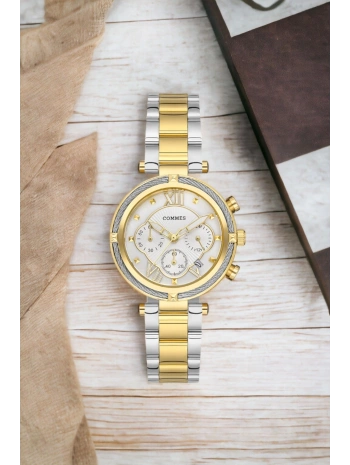 Commes Takvimli Gold-gümüş Çelik Kordon Çelik Kasa Kadın Kol Saati Sdcms034
