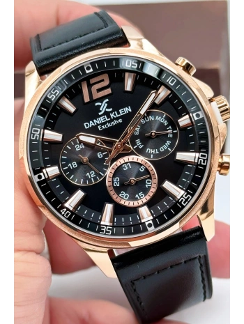 Exclusive Siyah Deri Kordon Erkek Kol Saati 3 Atm+Bileklik Hediyeli Siyah-Rose sddk086