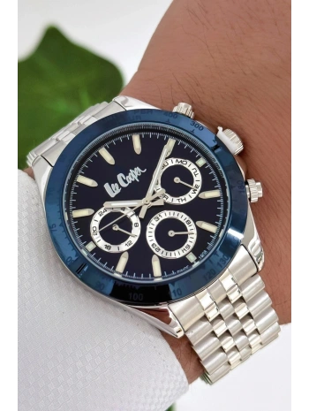 Gümüş-mavi Renk Çelik Kordon&kasa Fonksiyonlu Erkek Kol Saati 3atm Bileklik Sdlc003