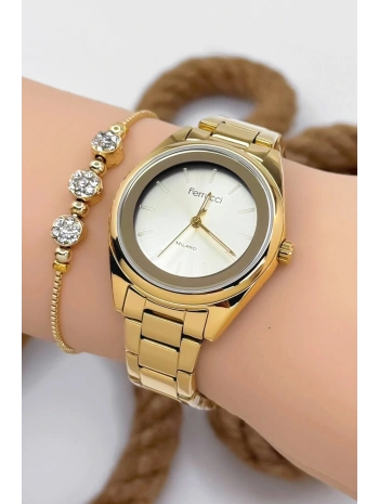Ferrucci Kadın Kol Saati Gold Renk Çelik Kordon Çelik Kasa Gold Sdfer144
