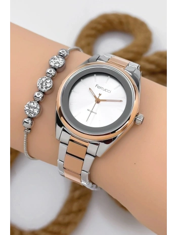 Ferrucci Kadın Kol Saati Gümüş-rose Renk Çelik Kordon Çelik Kasa Gümüş-rose Sdfer144