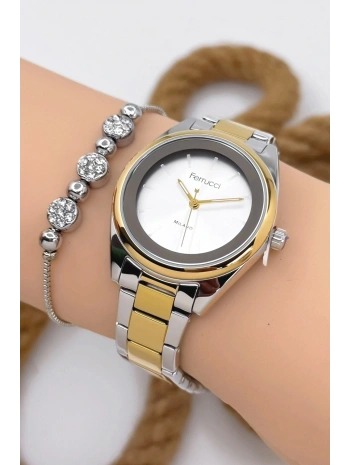 Ferrucci Kadın Kol Saati Gümüş-gold Renk Çelik Kordon Çelik Kasa Gümüş-gold Sdfer144