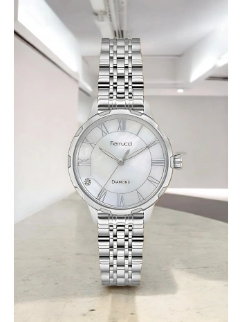 Ferrucci 3 ATM Suya Dayanıklı, Diamond Taş Detaylı, Çelik Kordon ve Kasa Kadın Kol Saati, sdfer146
