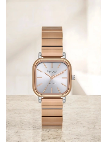 Ferrucci Çelik Kordon & Şık Tasarım, Kadın Kol Saati, 3atm Suya Dayanıklı Rose Gümüş Sdfer152