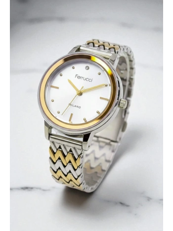 Ferrucci Çelik Kordon & Şık Tasarım, Kadın Kol Saati, 3atm Suya Dayanıklı Gold-gümüş Sdfer153