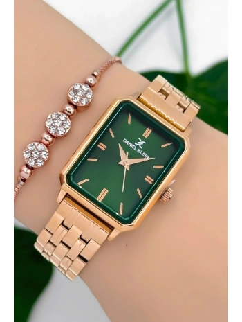 Kadın Kol Saati Rose-yeşil Renk Çelik Kordon&kasa Sddk092