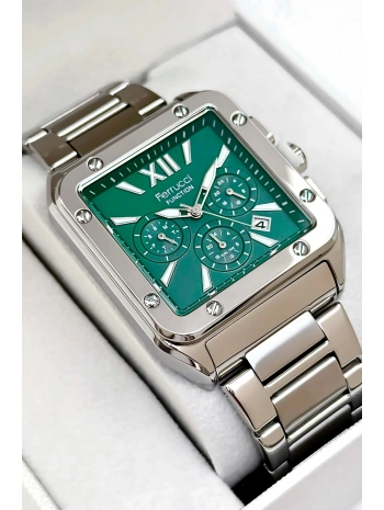 Function Erkek Kol Saati, Çelik Kordon 3atm Suya Dayanıklı Gümüş-yeşil Sdfer168