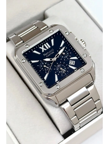 Function Erkek Kol Saati, Çelik Kordon 3atm Suya Dayanıklı Gümüş-mavi Sdfer168