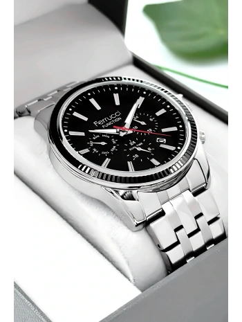 Function Erkek Kol Saati Çelik Kordon Gümüş-siyah Bileklik Hediyeli 3atm Sdfer170