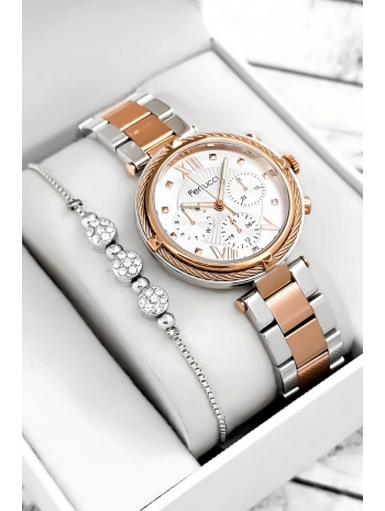 Ferrucci Çelik Kordon & Şık Tasarım, Kadın Kol Saati, 3atm Suya Dayanıklı Gümüş-rose Sdfer171