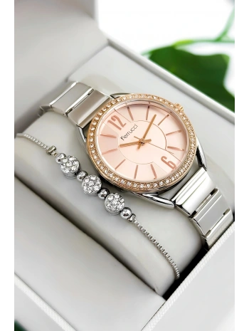 Ferrucci Çelik Kordon & Kasa Kadın Kol Saati, 3atm Suya Dayanıklı Gümüş-rose Sdfer172