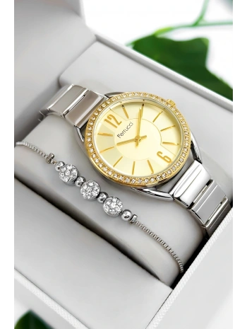 Ferrucci Çelik Kordon & Kasa Kadın Kol Saati, 3atm Suya Dayanıklı Gümüş-gold Sdfer172