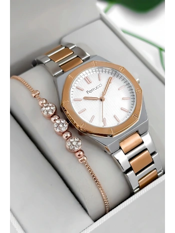 Ferrucci Çelik Kordon & Kasa Kadın Kol Saati, 3atm Suya Dayanıklı Rose-gümüş Sdfer174