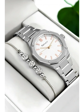 Ferrucci Çelik Kordon & Kasa Kadın Kol Saati, 3atm Suya Dayanıklı Gümüş Sdfer175