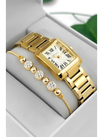 Ferrucci Çelik Kordon & Kasa Kadın Kol Saati, 3atm Suya Dayanıklı Gold Sdfer176