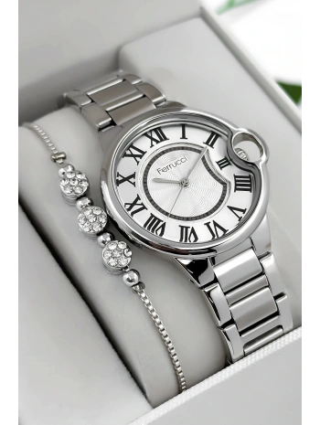 Ferrucci Çelik Kordon & Kasa Kadın Kol Saati, 3atm Suya Dayanıklı Gümüş Sdfer177