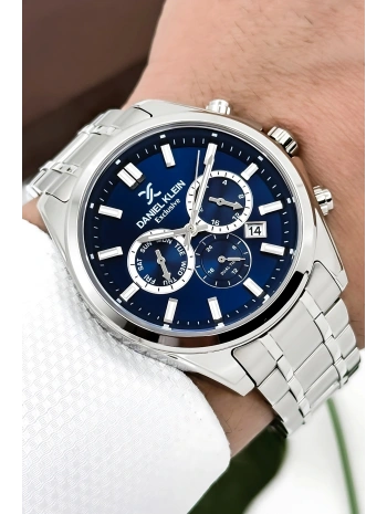 Exclusive Erkek Kol Saati Çelik Kordon&Kasa Gümüş-Mavi sddk100