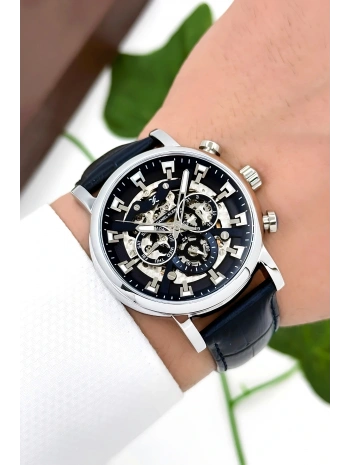 Daniel Klein Deri Kordon Çelik Kasa Otomatik Mekanizma Erkek Kol Saati Lacivert sddk103